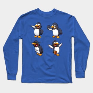 Cute Cartoon Penguin Sticker Pack Long Sleeve T-Shirt